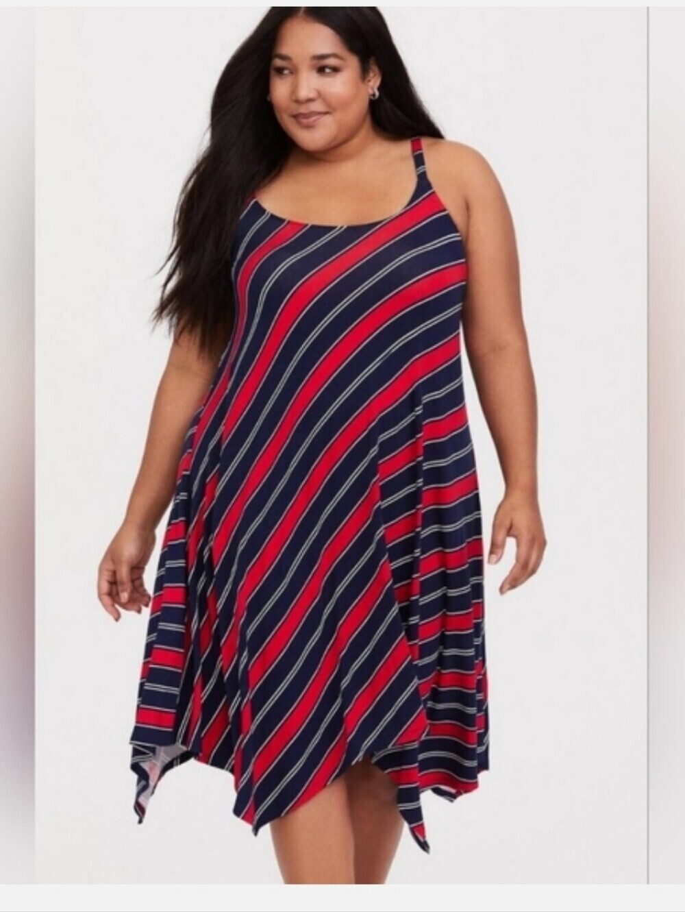 Torrid sharkbite hem dress red blue 1x 2x